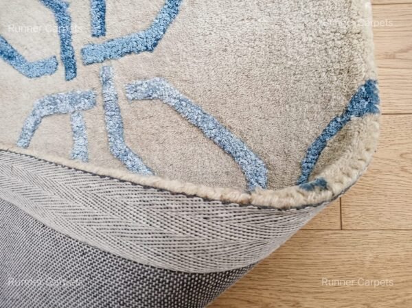 Modern Geometric Area Rug, Beige and Blue Abstract Pattern Rug, Contemporary Living Room Rug, Neutral Bedroom Carpet, Handmade Home Decor