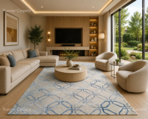 file_0000000086908208bf37880f75d3775e (1) Modern Geometric Area Rug, Beige and Blue Abstract Pattern Rug, Contemporary Living Room Rug, Neutral Bedroom Carpet, Handmade Home Decor