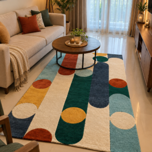 Multicolour Geometric Hand-Tufted Area Rug