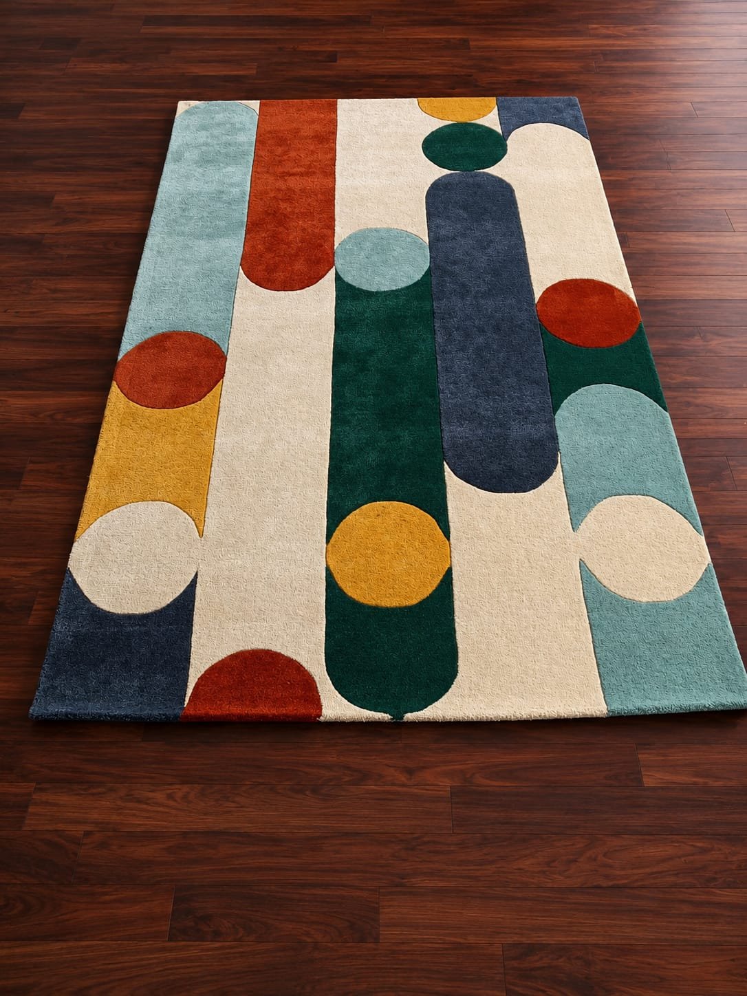 WhatsApp Image 2026-10-19 at 10.21.25 AM Multicolour Geometric Hand-Tufted Area Rug - Image 4